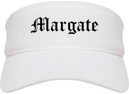 Margate Florida FL Old English Mens Visor Cap Hat White