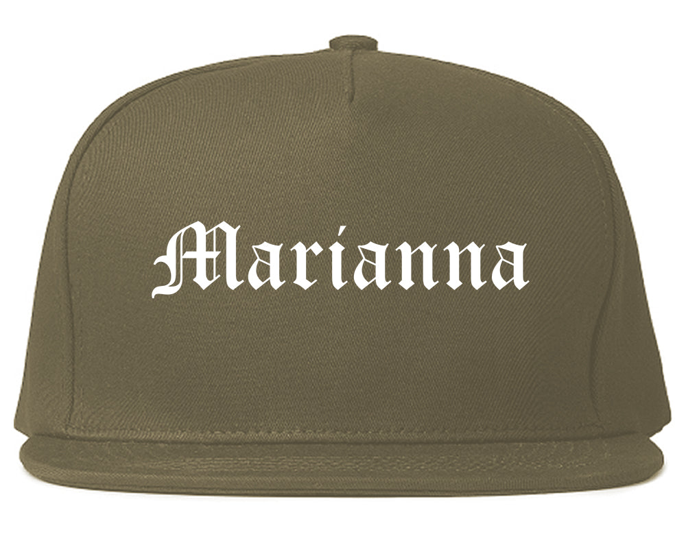 Marianna Florida FL Old English Mens Snapback Hat Grey