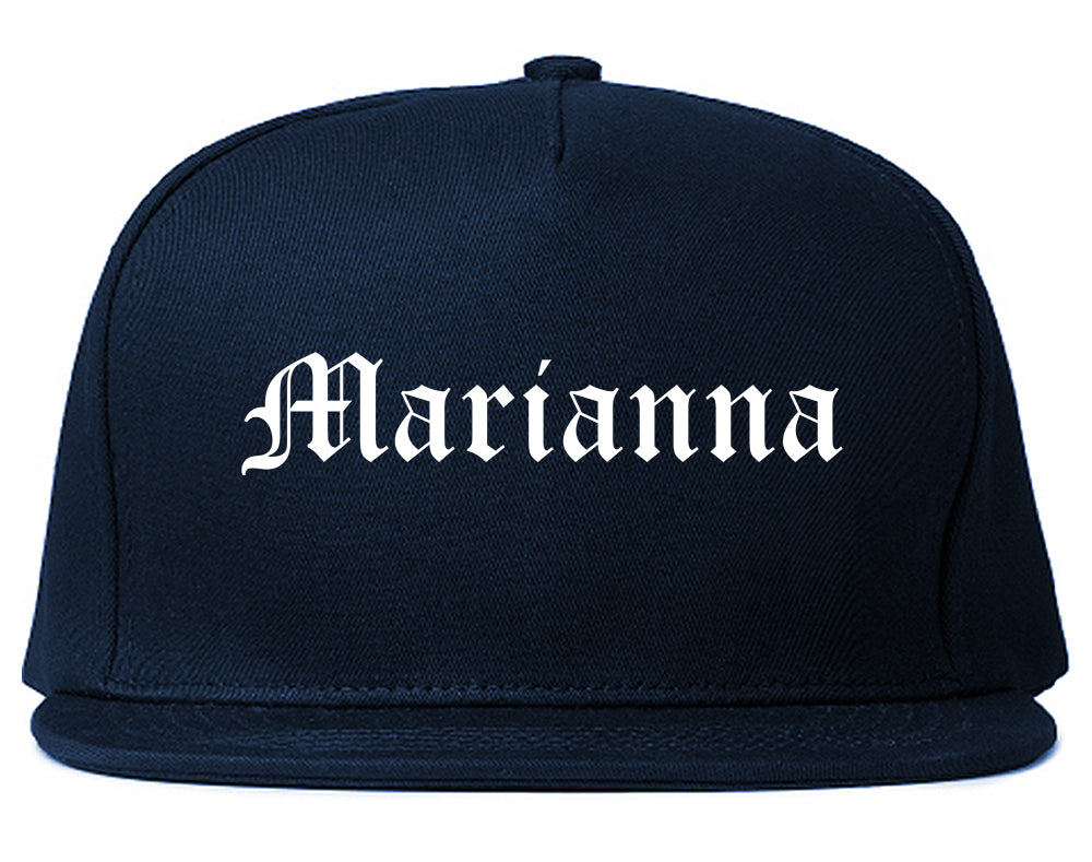 Marianna Florida FL Old English Mens Snapback Hat Navy Blue