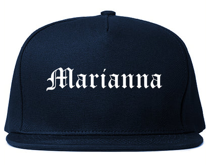 Marianna Florida FL Old English Mens Snapback Hat Navy Blue