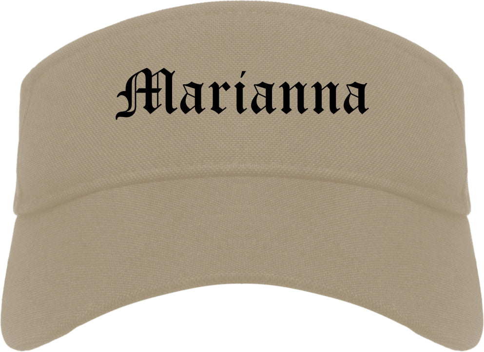 Marianna Florida FL Old English Mens Visor Cap Hat Khaki