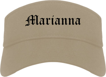 Marianna Florida FL Old English Mens Visor Cap Hat Khaki
