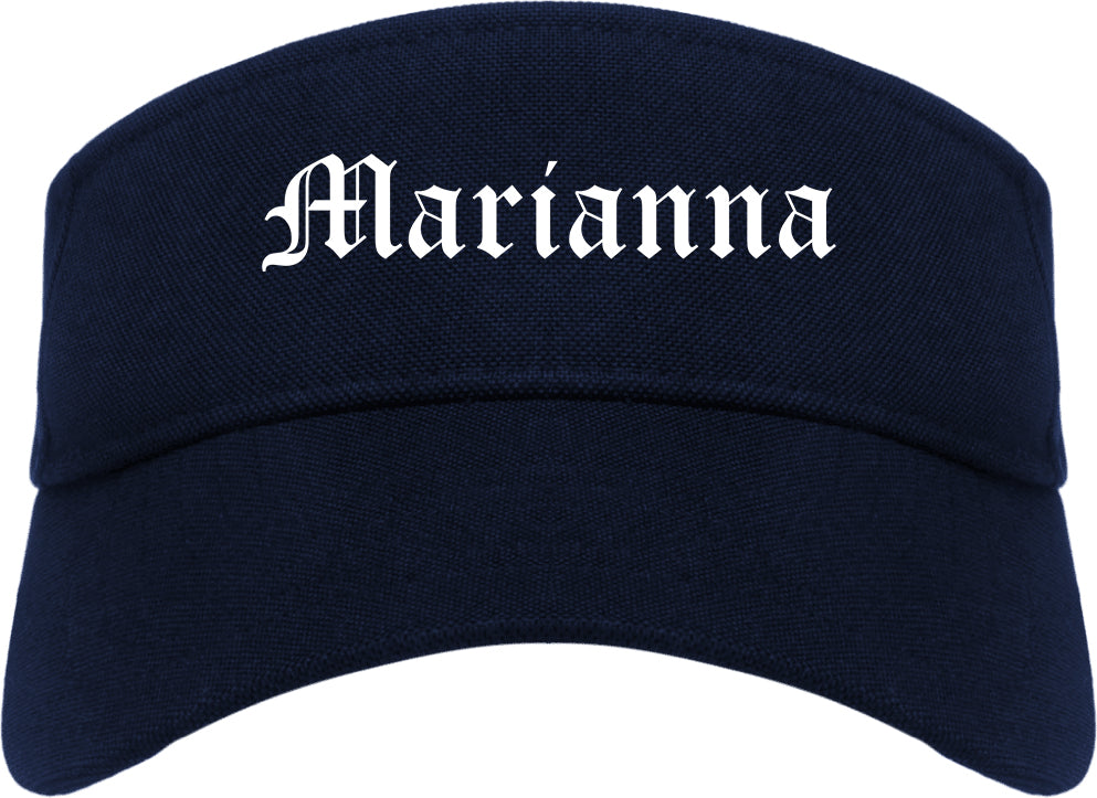 Marianna Florida FL Old English Mens Visor Cap Hat Navy Blue