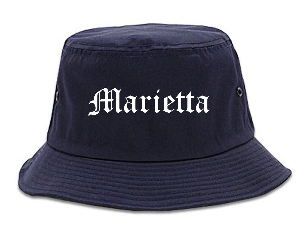 Marietta Georgia GA Old English Mens Bucket Hat Navy Blue