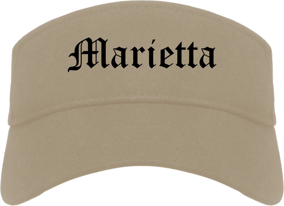 Marietta Georgia GA Old English Mens Visor Cap Hat Khaki