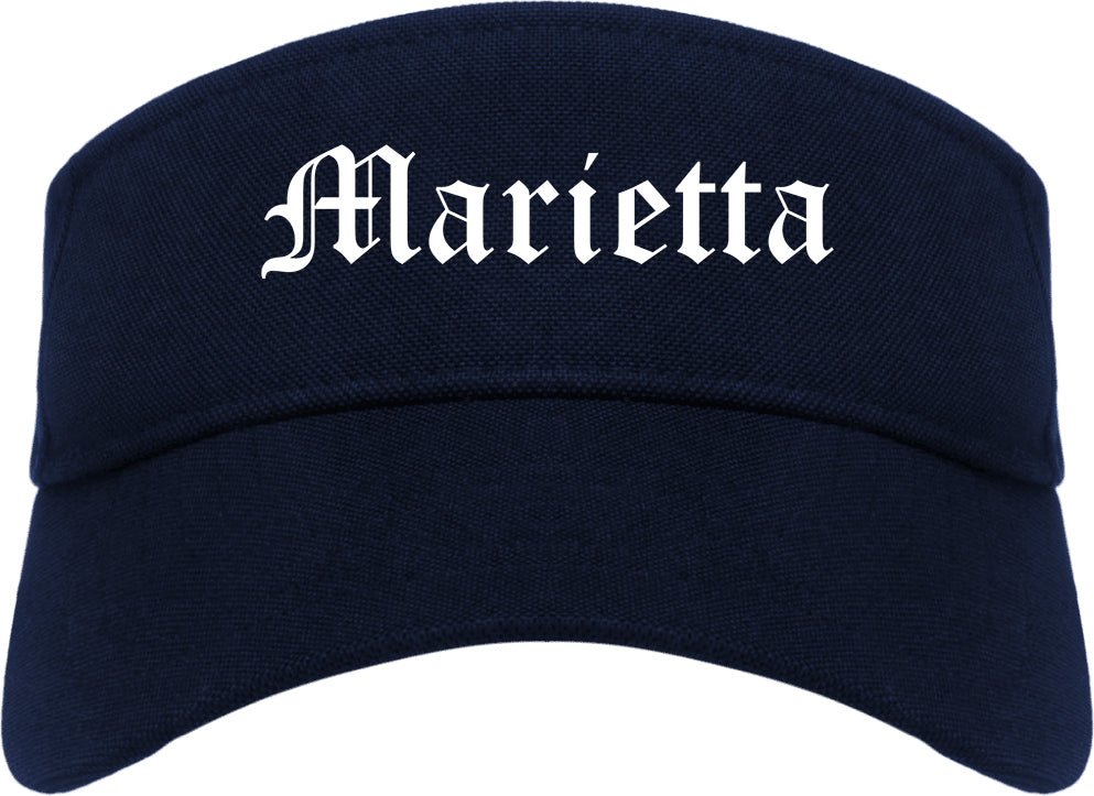 Marietta Georgia GA Old English Mens Visor Cap Hat Navy Blue