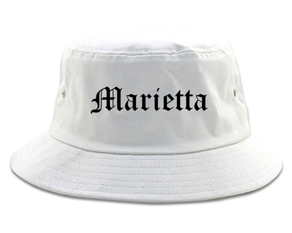 Marietta Georgia GA Old English Mens Bucket Hat White