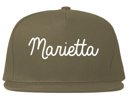 Marietta Ohio OH Script Mens Snapback Hat Grey
