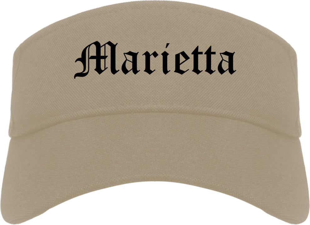 Marietta Ohio OH Old English Mens Visor Cap Hat Khaki