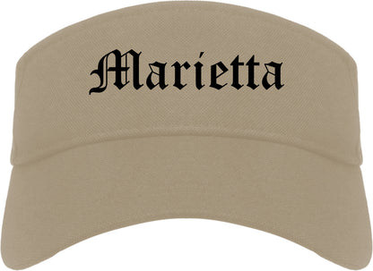 Marietta Ohio OH Old English Mens Visor Cap Hat Khaki