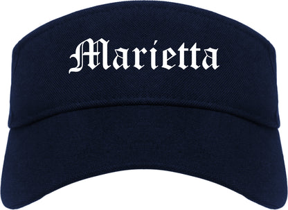 Marietta Ohio OH Old English Mens Visor Cap Hat Navy Blue
