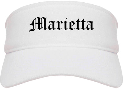 Marietta Ohio OH Old English Mens Visor Cap Hat White