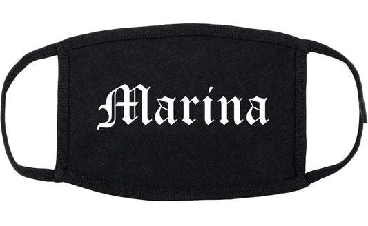 Marina California CA Old English Cotton Face Mask Black
