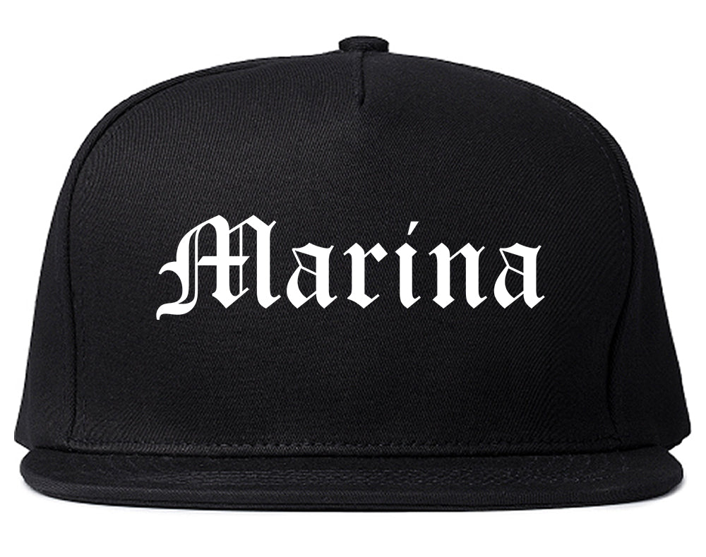Marina California CA Old English Mens Snapback Hat Black