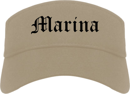 Marina California CA Old English Mens Visor Cap Hat Khaki