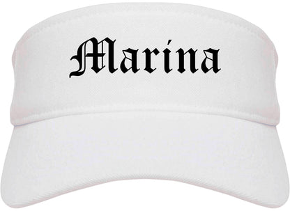 Marina California CA Old English Mens Visor Cap Hat White