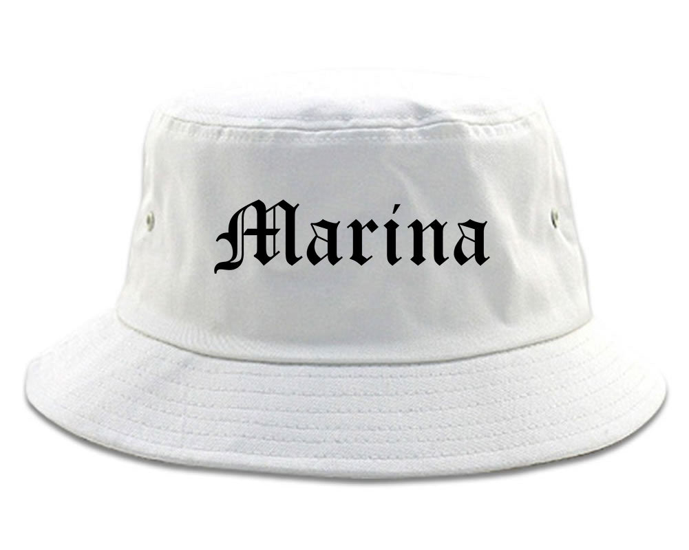 Marina California CA Old English Mens Bucket Hat White