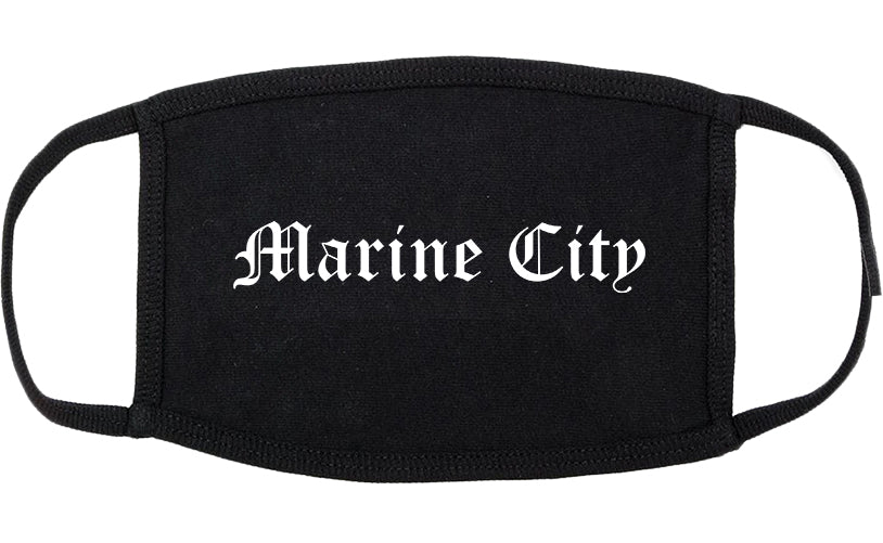 Marine City Michigan MI Old English Cotton Face Mask Black