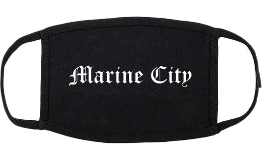 Marine City Michigan MI Old English Cotton Face Mask Black