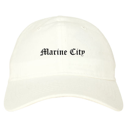 Marine City Michigan MI Old English Mens Dad Hat Baseball Cap White