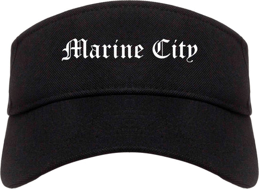Marine City Michigan MI Old English Mens Visor Cap Hat Black