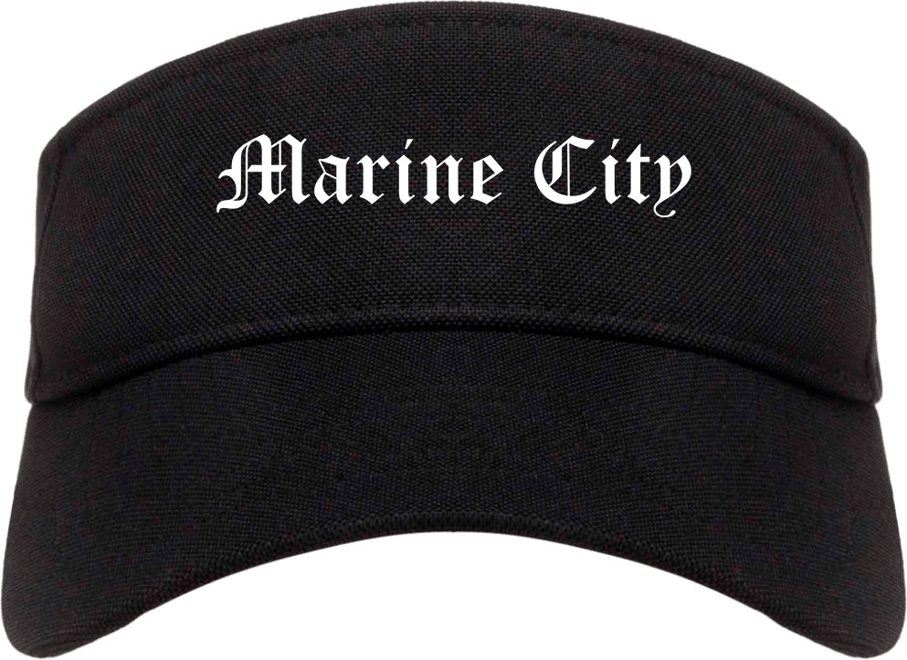 Marine City Michigan MI Old English Mens Visor Cap Hat Black