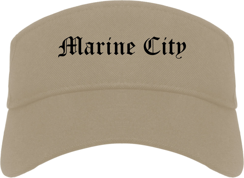 Marine City Michigan MI Old English Mens Visor Cap Hat Khaki