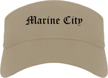 Marine City Michigan MI Old English Mens Visor Cap Hat Khaki