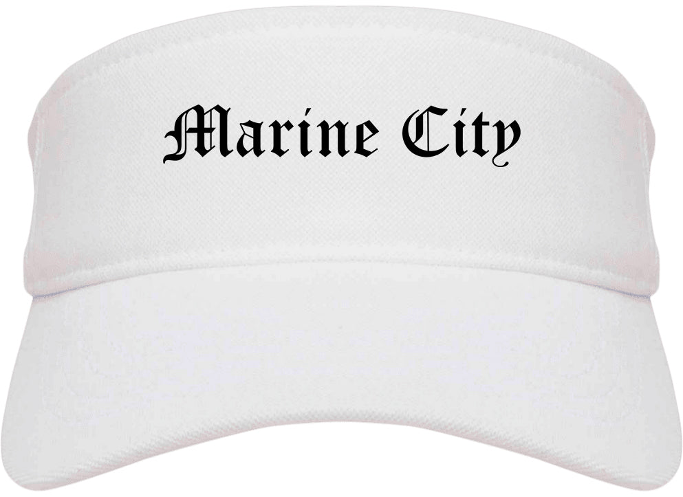 Marine City Michigan MI Old English Mens Visor Cap Hat White