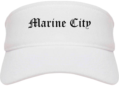 Marine City Michigan MI Old English Mens Visor Cap Hat White
