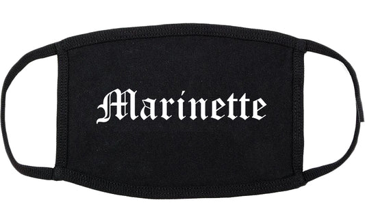 Marinette Wisconsin WI Old English Cotton Face Mask Black