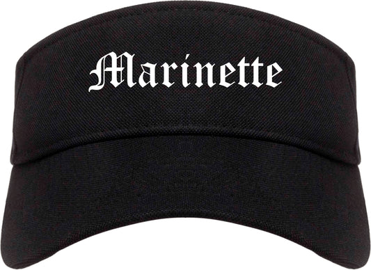 Marinette Wisconsin WI Old English Mens Visor Cap Hat Black