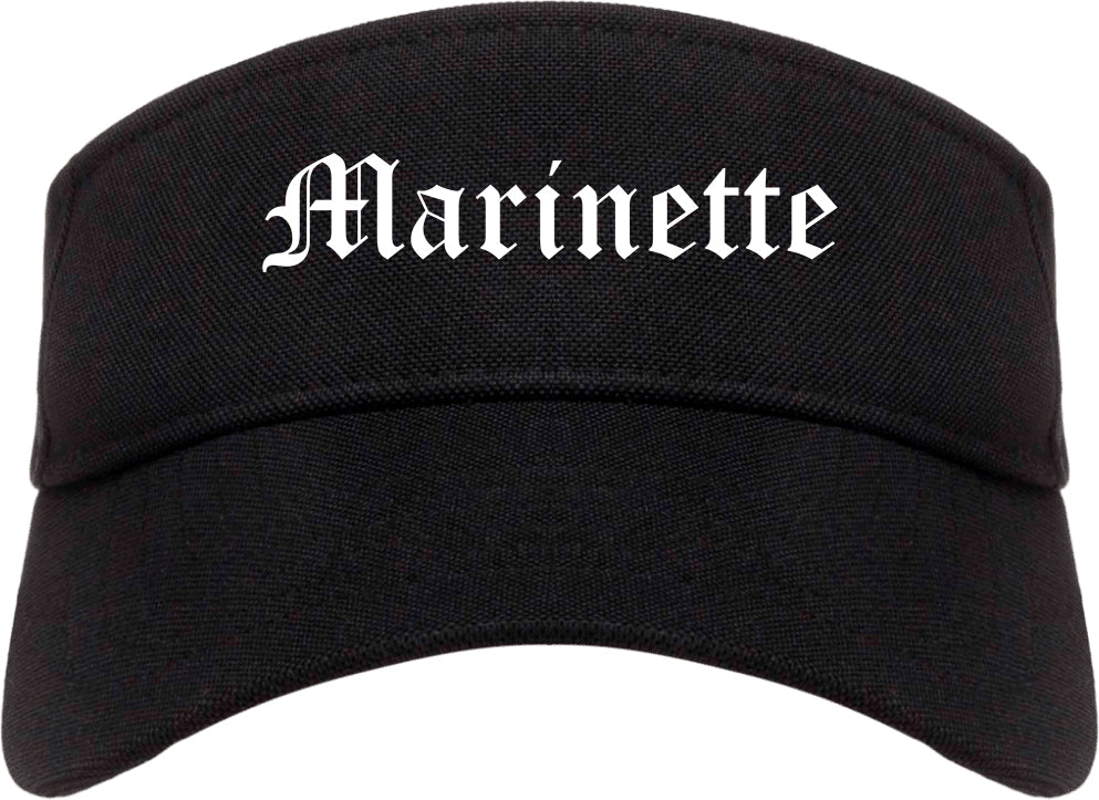 Marinette Wisconsin WI Old English Mens Visor Cap Hat Black