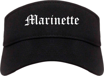 Marinette Wisconsin WI Old English Mens Visor Cap Hat Black