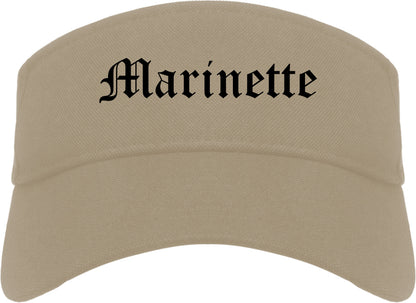 Marinette Wisconsin WI Old English Mens Visor Cap Hat Khaki