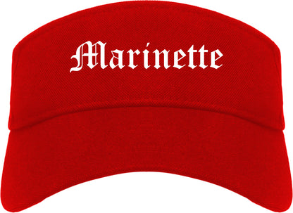 Marinette Wisconsin WI Old English Mens Visor Cap Hat Red