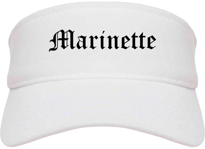 Marinette Wisconsin WI Old English Mens Visor Cap Hat White