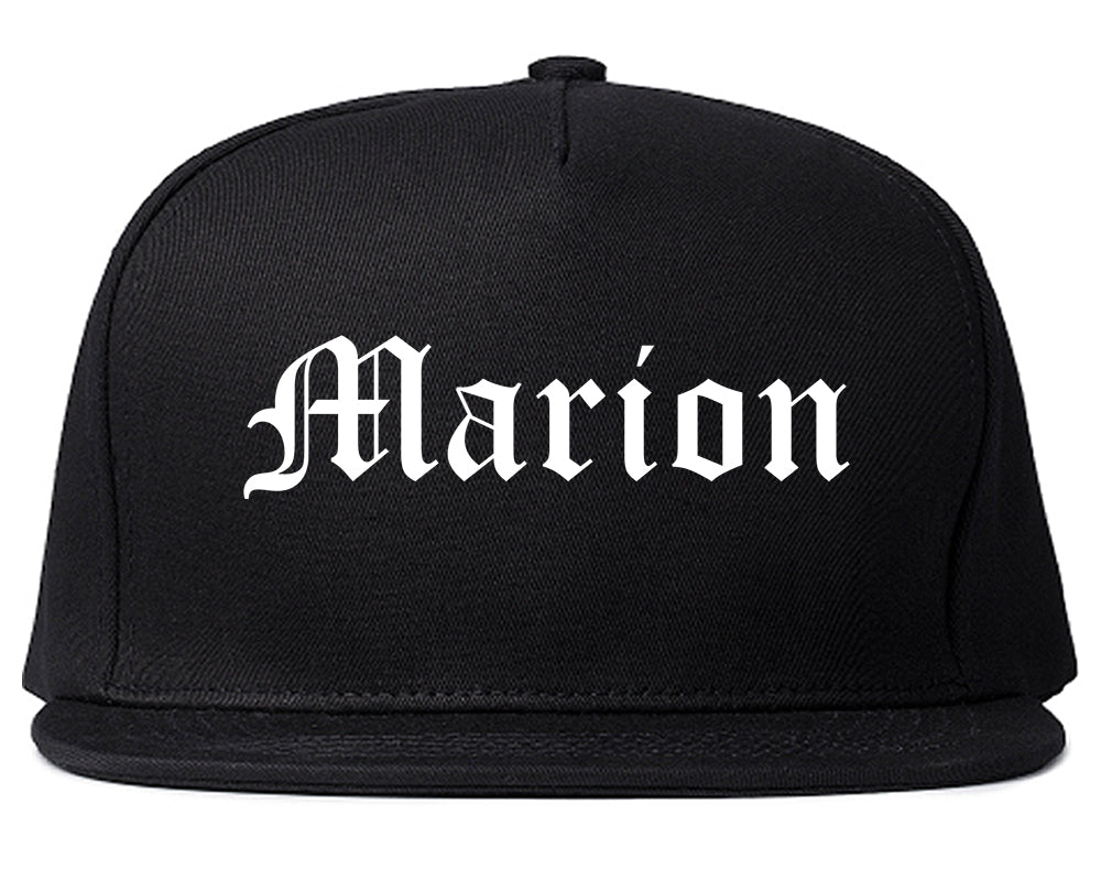 Marion Arkansas AR Old English Mens Snapback Hat Black