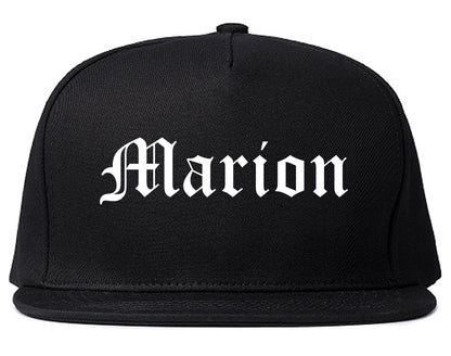 Marion Arkansas AR Old English Mens Snapback Hat Black