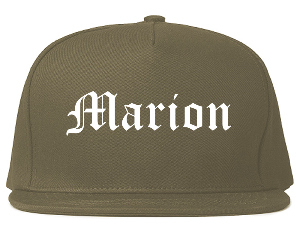Marion Arkansas AR Old English Mens Snapback Hat Grey