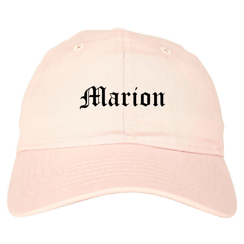 Marion Arkansas AR Old English Mens Dad Hat Baseball Cap Pink
