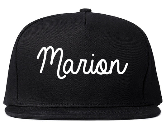 Marion Arkansas AR Script Mens Snapback Hat Black