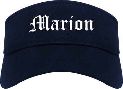 Marion Arkansas AR Old English Mens Visor Cap Hat Navy Blue