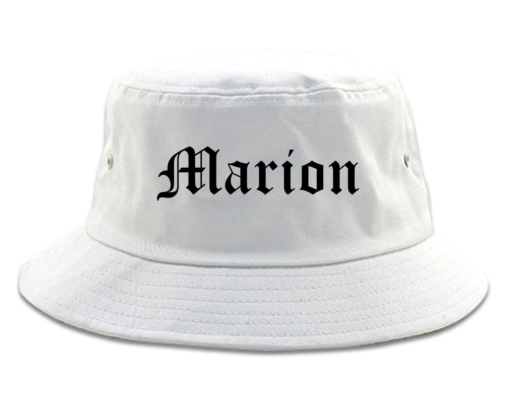 Marion Arkansas AR Old English Mens Bucket Hat White