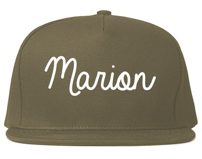 Marion Illinois IL Script Mens Snapback Hat Grey
