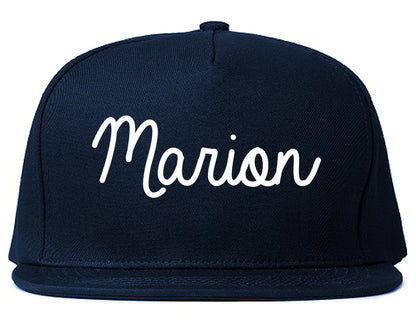 Marion Illinois IL Script Mens Snapback Hat Navy Blue