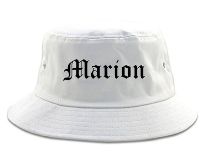 Marion Illinois IL Old English Mens Bucket Hat White