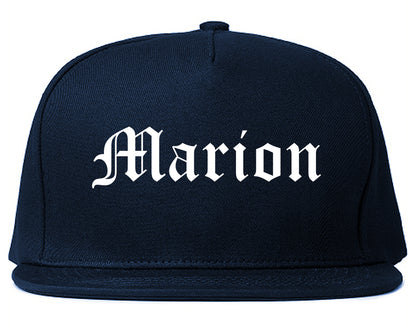 Marion Indiana IN Old English Mens Snapback Hat Navy Blue
