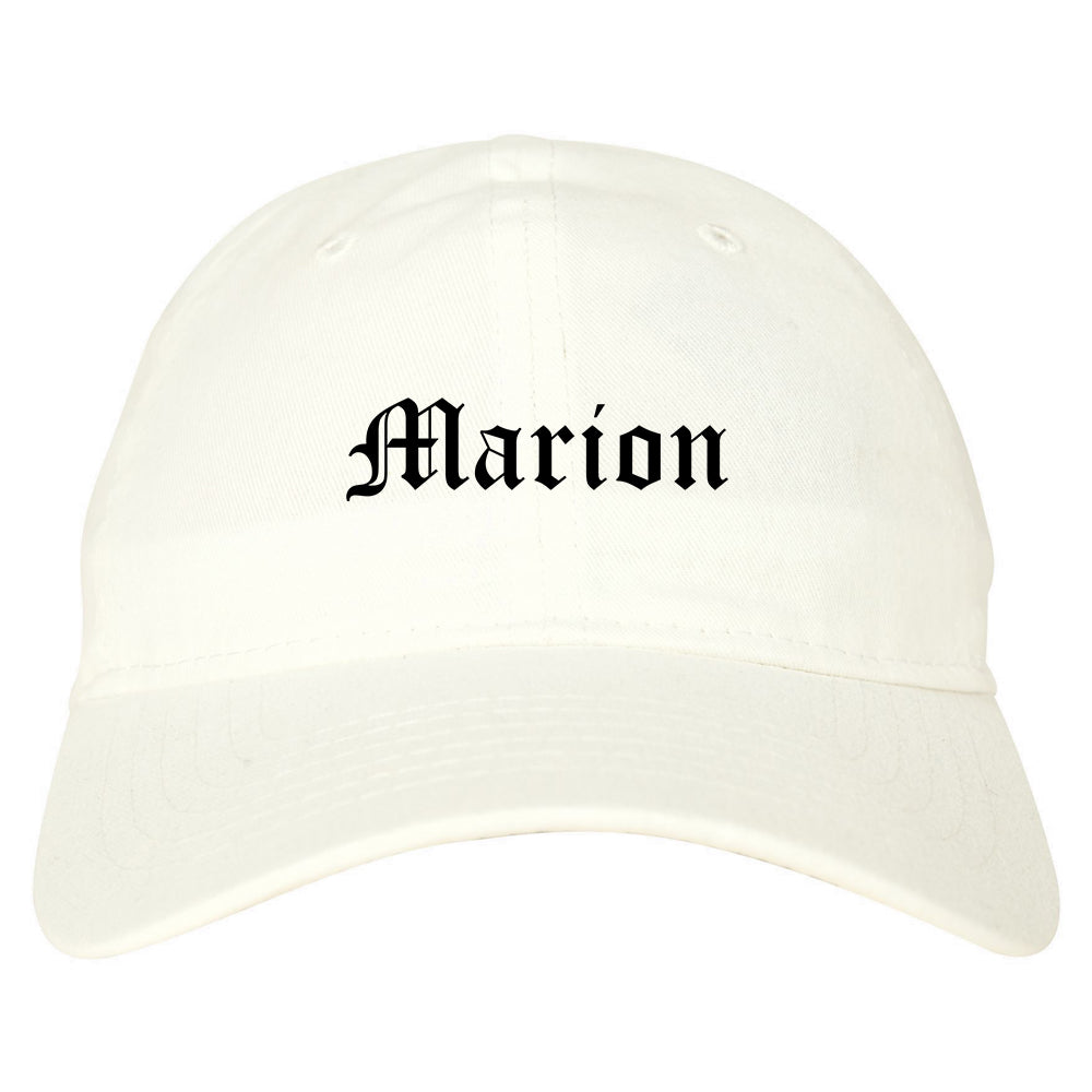 Marion Indiana IN Old English Mens Dad Hat Baseball Cap White