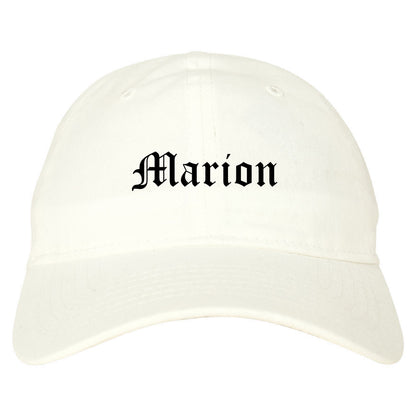 Marion Indiana IN Old English Mens Dad Hat Baseball Cap White
